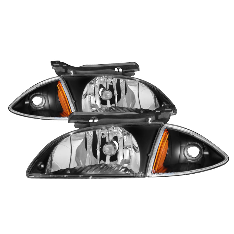 xTune Chevy Cavalier 00-02 Corner Lamp &amp; Headlights 4pcs set-Black HD-JH-CCAV00-SET-BK - 9036705