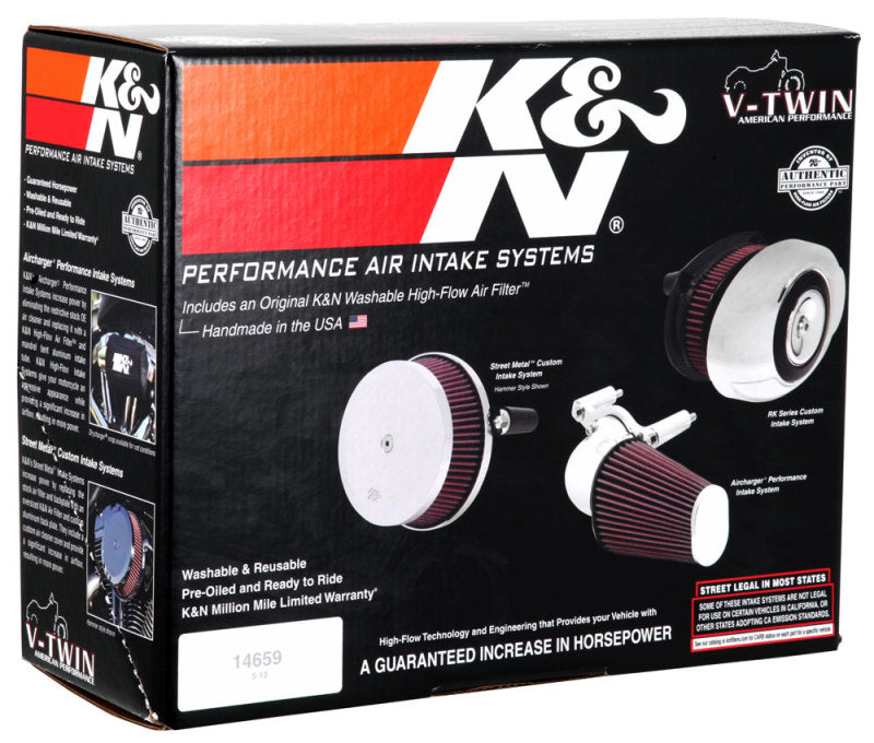 K&amp;N Oval Red 9in Intake System for Harley Davidson - RK-3910-1