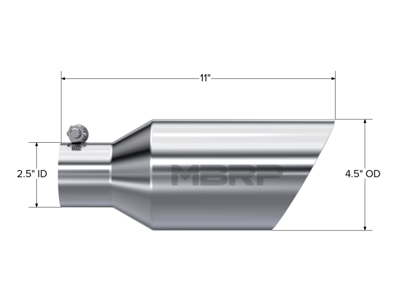 MBRP Universal Tip 4.5 O.D. Dual Walled Angled Rolled End 2.5 Inlet 12in Length - T304