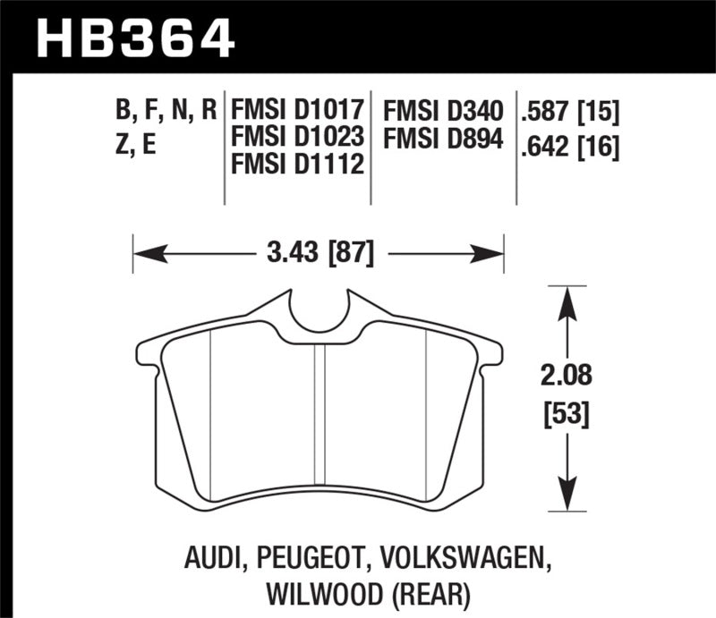 Hawk HP+ Street Brake Pads - HB364N.642 for 1998-2019 Volkswagen Beetle - close-up