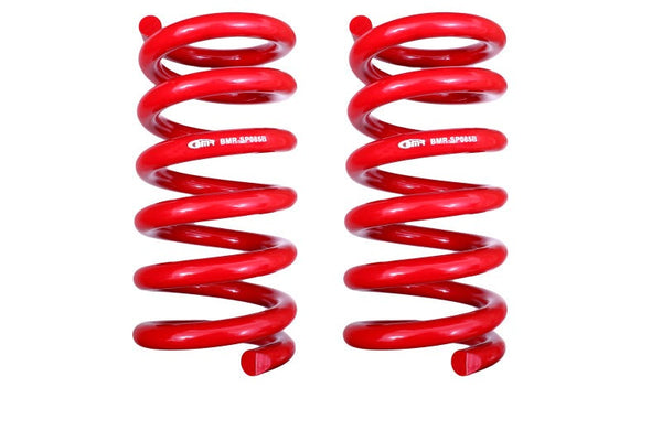 BMR 15-23 S550 Mustang Rear Handling Version Lowering Springs - Red - SP085R for 2015-2023 Ford Mustang - front view