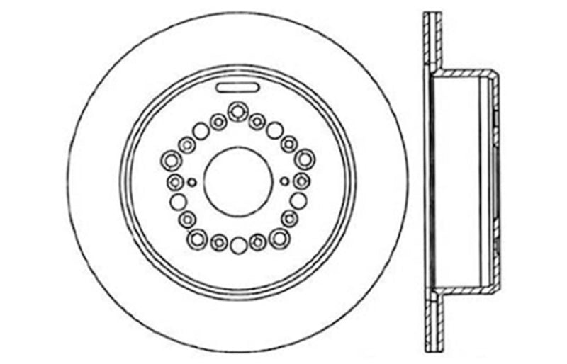 StopTech Power Slot 93-97 Lexus GS Series/95-00 LS400/92-00 SC400 Rear Left Drilled &amp; Slotted Rotor - 127.44084L