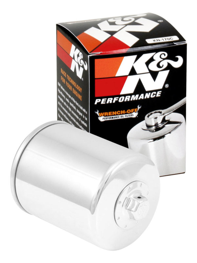 K&N Harley Davidson 3in OD x 4.063in H Chrome Oil Filter - KN-170C