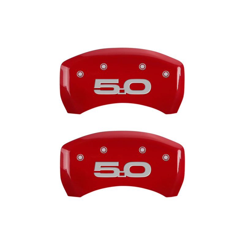 MGP 4 Caliper Covers Engraved Front 2015/Mustang Engraved Rear 2015/50 Red finish silver ch - 10201SM52RD