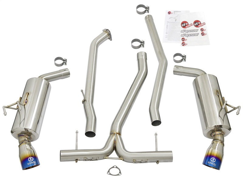 aFe POWER Takeda 16-17 Honda Civic I4-1.5L (t) 2.5-2.25in 304 SS CB Dual-Exit Exhaust Blue Tips - 49-36615-L