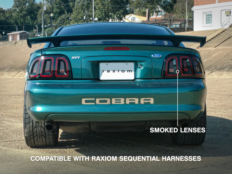 Raxiom 96-98 Ford Mustang Icon LED Tail Lights- Black Housing (Smoked Lens) - 389876