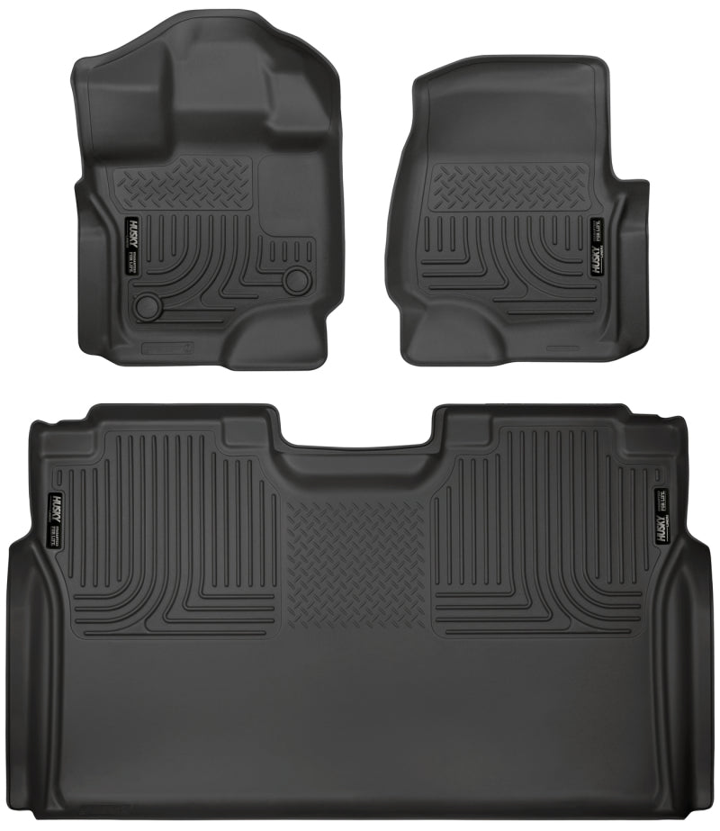 Husky Liners 15-23 Ford F-150 SuperCrew Weatherbeater Black Front &amp; 2nd Seat Floor Liners - 94041
