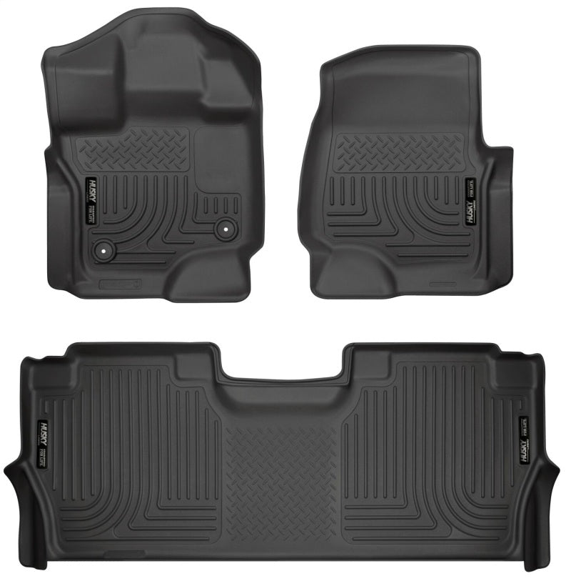 Husky Liners 21-24 Ford F-150 SuperCrew Weatherbeater Black Front &amp; 2nd Seat Floor Liners - 94121