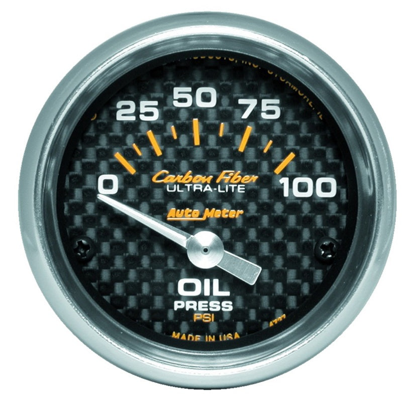 Autometer Carbon Fiber 52mm 100 PSI Electronic Oil Pressure Gauge - 4727