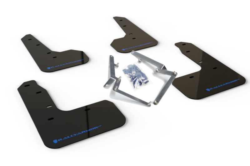 Rally Armor 17-21 Honda Civic Sport &amp; Touring (Hatch) Black UR Mud Flap w/ Blue Logo - MF51-UR-BLK/BL