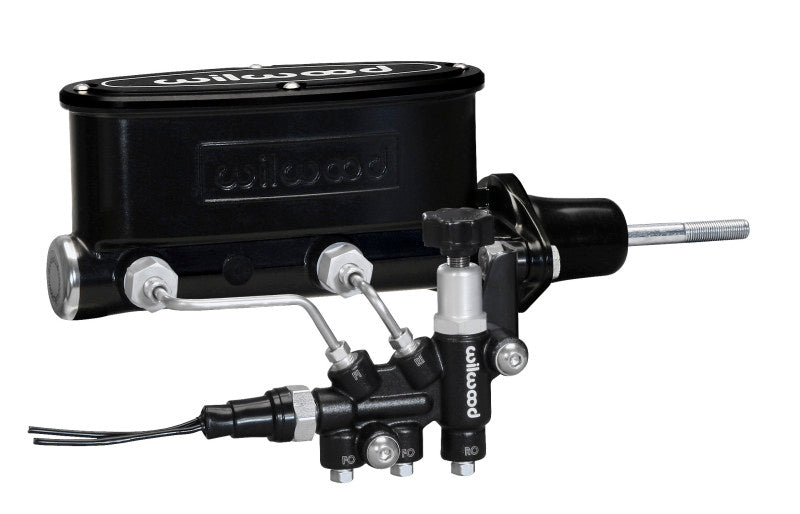 Wilwood HV Tandem M/C Kit w L/H Bracket &amp; Prop Valve - 15/16in Bore Black-W/Pushrod - 261-13626-BK