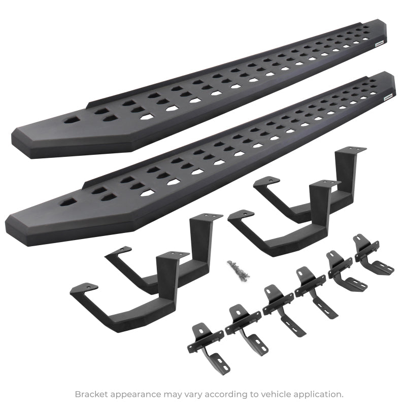 Go Rhino 2022 Toyota Tundra DC 4dr Kit w/RB20 Running Board + Brkts + 4 RB20 Drop Steps - Tex. Blk - 6944358020PC