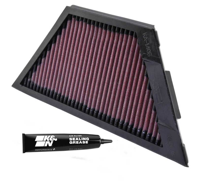 K&N Kawasaki ZX1rR Ninja/ZZR1400/1400GTR/ZX14R 11.25in O/S L x 4.75in O/S W Replacement Air Filter - KA-1406 for 2008-2014 Ka