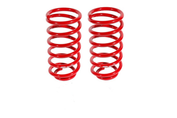 BMR 79-04 Fox Mustang Rear Lowering Springs - Red - SP029R for 1979-2004 Ford Mustang - front view