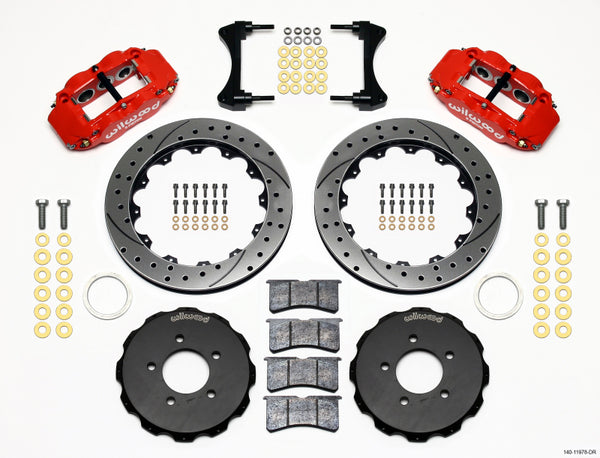 Wilwood Narrow Superlite 6R Front Hat Kit 12.88in Drill Red 2006-Up Civic / CRZ - 140-11978-DR for 2006-2015 Honda Civic