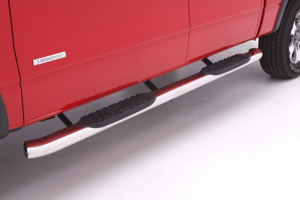 Lund 15-18 Ford F-150 SuperCrew 5in. Curved Oval SS Nerf Bars - Polished - 23789008 for 2015-2025 Ford F 150 - front view