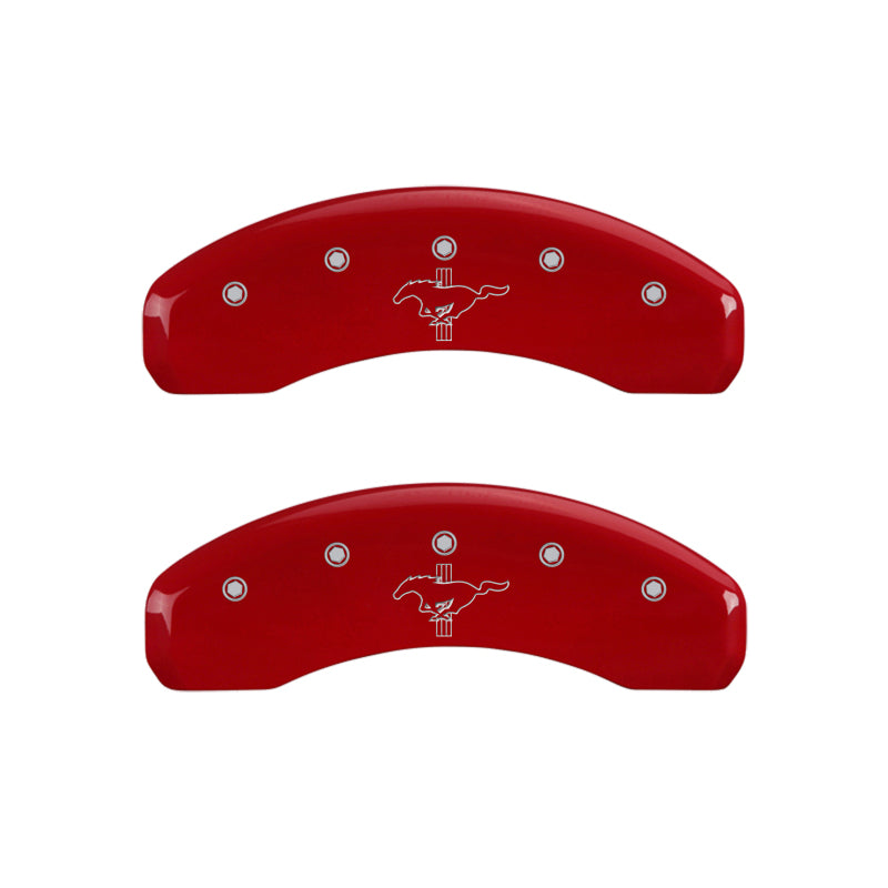 MGP 4 Caliper Covers Engraved Front 2015/Mustang Engraved Rear 2015/Bar &amp; Pony ylw finish black ch - 10202SMB2YL