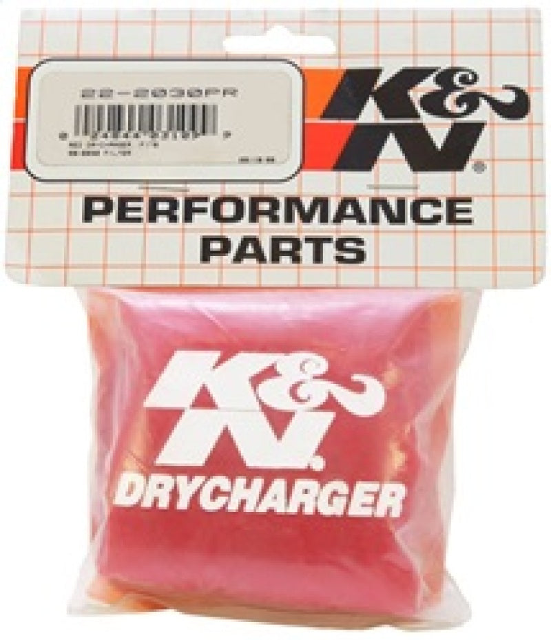 K&amp;N Red Drycharger 5.25in x 3in Round Tapered Air Filter Wrap - 22-2030PR