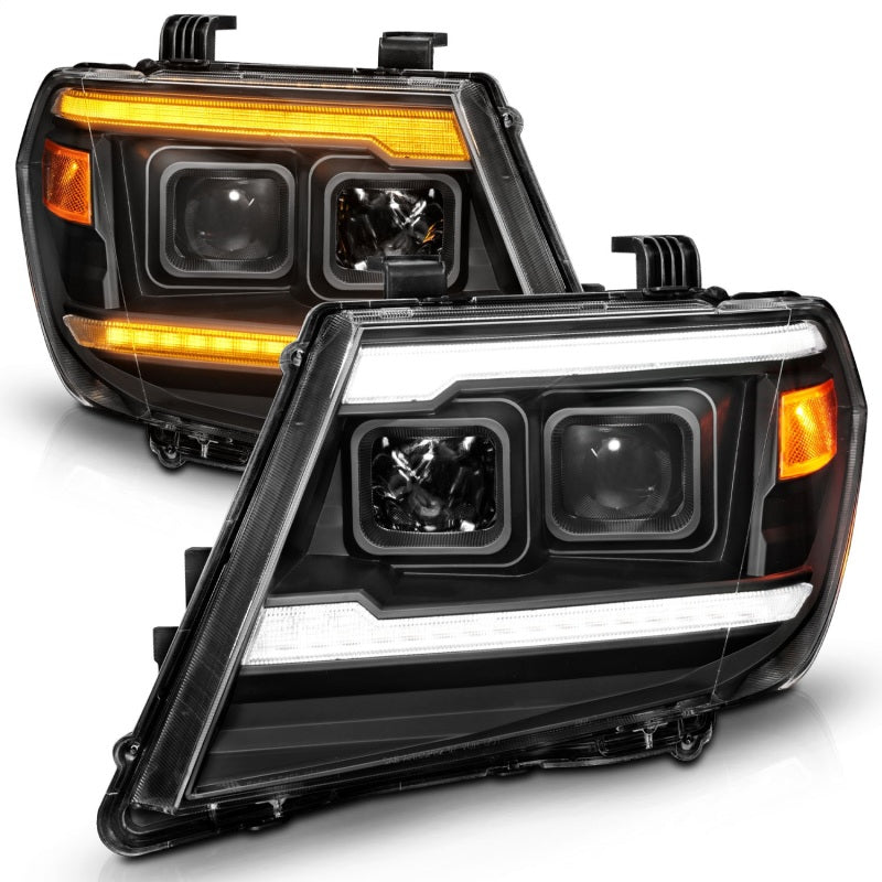 ANZO 09-20 Nissan Frontier Black Projector Plank Style DRL w/ Switchback &amp; Sequential LED DRL