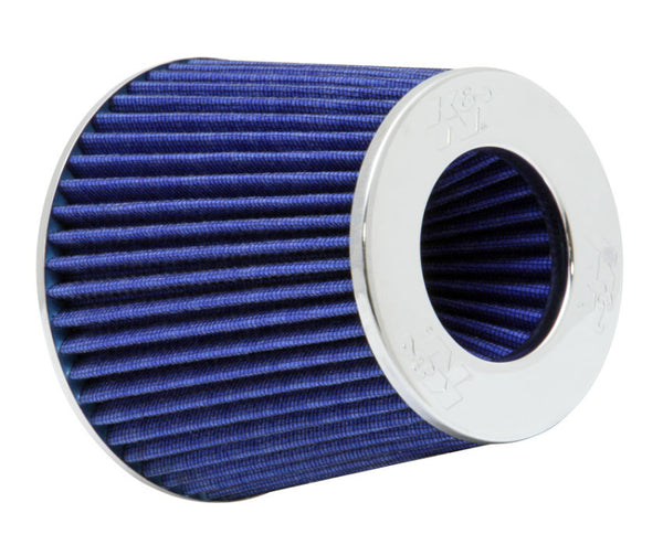K&N Universal Air Filter Chrome Round Tapered Blue - 4in Flange ID x 1.125in Flange Length x 5.5in H - RG-1001BL by K&N Engin