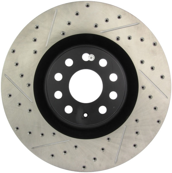 StopTech 09 VW Passat CC / 06-09 Passat Slotted & Drilled Right Front Rotor - 127.33112R for 2009-2011 Volkswagen CC - front 