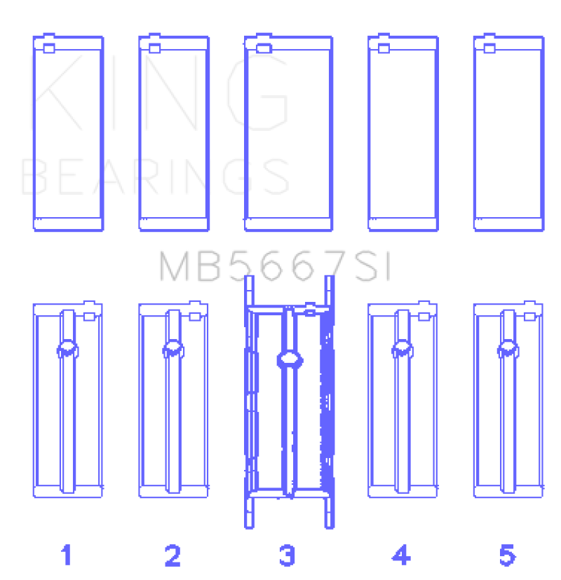 King Mini W10B16A/W11B16A (Size STD) Silicon Bi-Metal Aluminum Main Bearing Set - MB5667SI