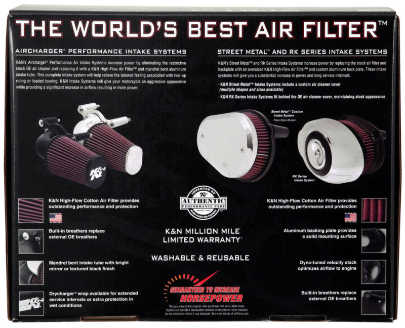 K&amp;N Oval Red 9in Intake System for Harley Davidson - RK-3910-1