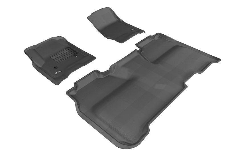 3D MAXpider 2014-2019 Chevrolet Silverado Crew Cab Kagu 1st &amp; 2nd Row Floormats - Black - L1CH04001509