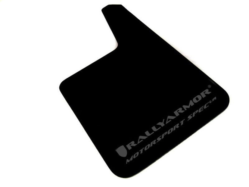 Rally Armor Universal Fit (No Hardware) Motorsport Spec Black UR Mud Flap w/ Gray Logo - MF20-MSUR-BK/GY