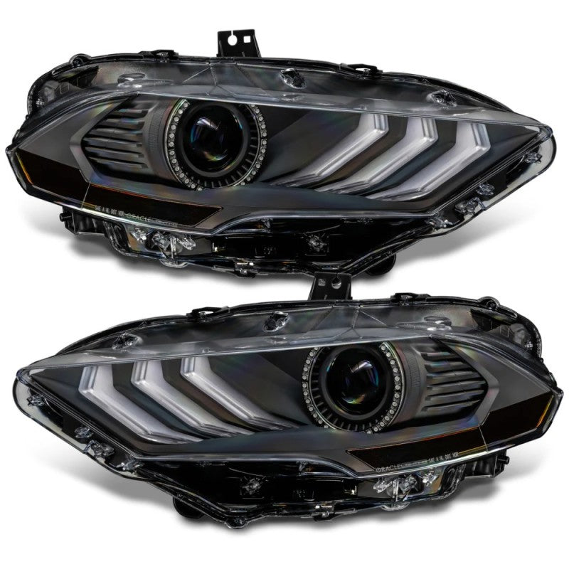 Oracle Lighting 18-23 Ford Mustang Dynamic ColorSHIFT LED Headlights - Black Series - 8204-332