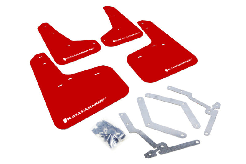 Rally Armor 12-19 Ford Focus ST / 16-19 RS Red Mud Flap w/ White Logo - MF27-UR-RD/WH