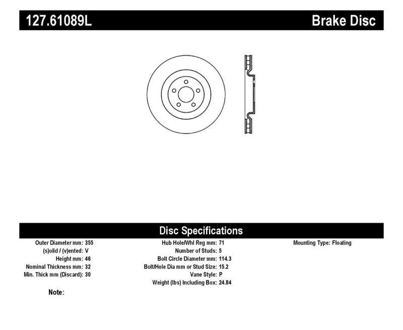 StopTech Slotted &amp; Drilled Sport Brake Rotor - 127.61089L