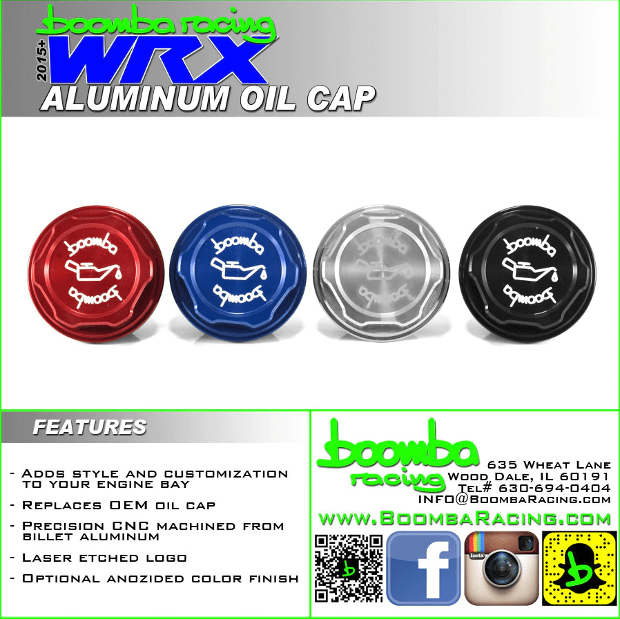 Boomba Racing 2015 + Subaru WRX Oil Cap