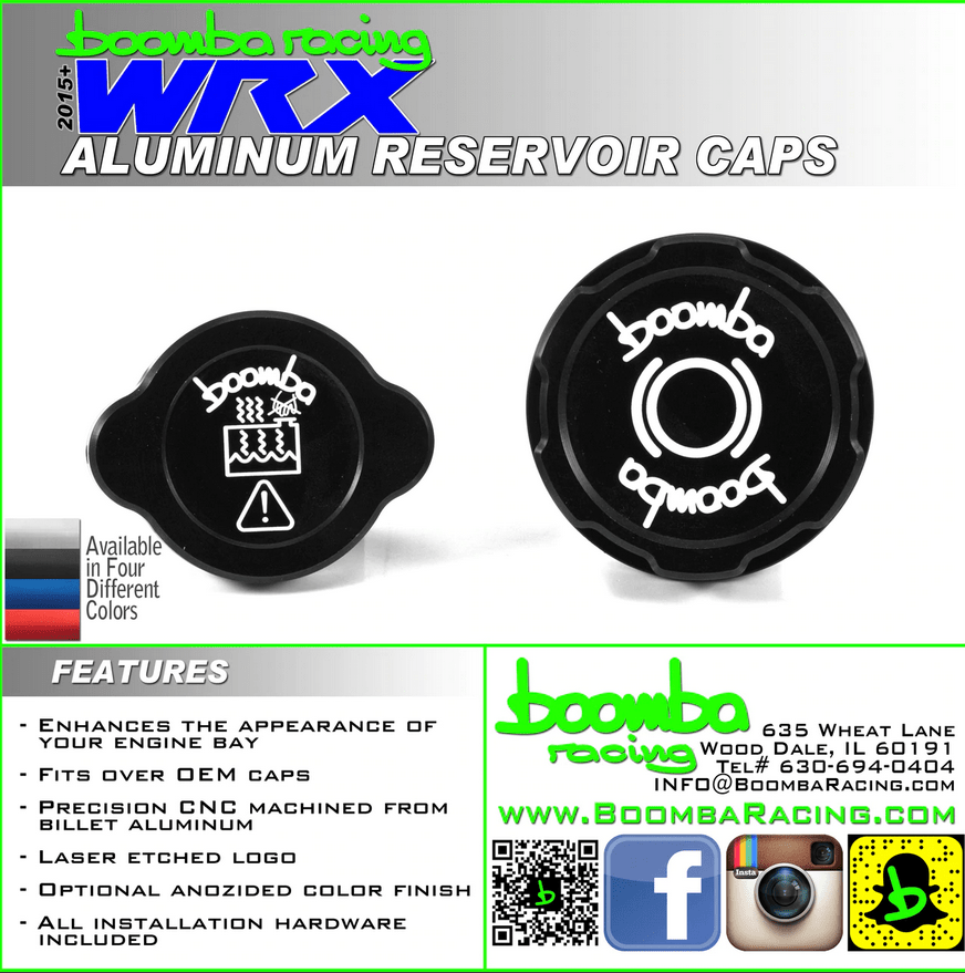 Boomba Racing 2015 + Subaru WRX Brake Fluid reservoir - Coolant Tank reservoir Cap CoveRS by Boomba Racing