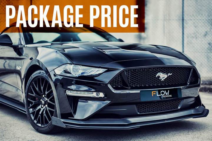 Ford S550 Mustang FM Flow Designs Full Lip Splitter Set - WITH Flow Lock Rear Diffuser &amp; WITH Accessories (2018-2019 Mustangs ON
