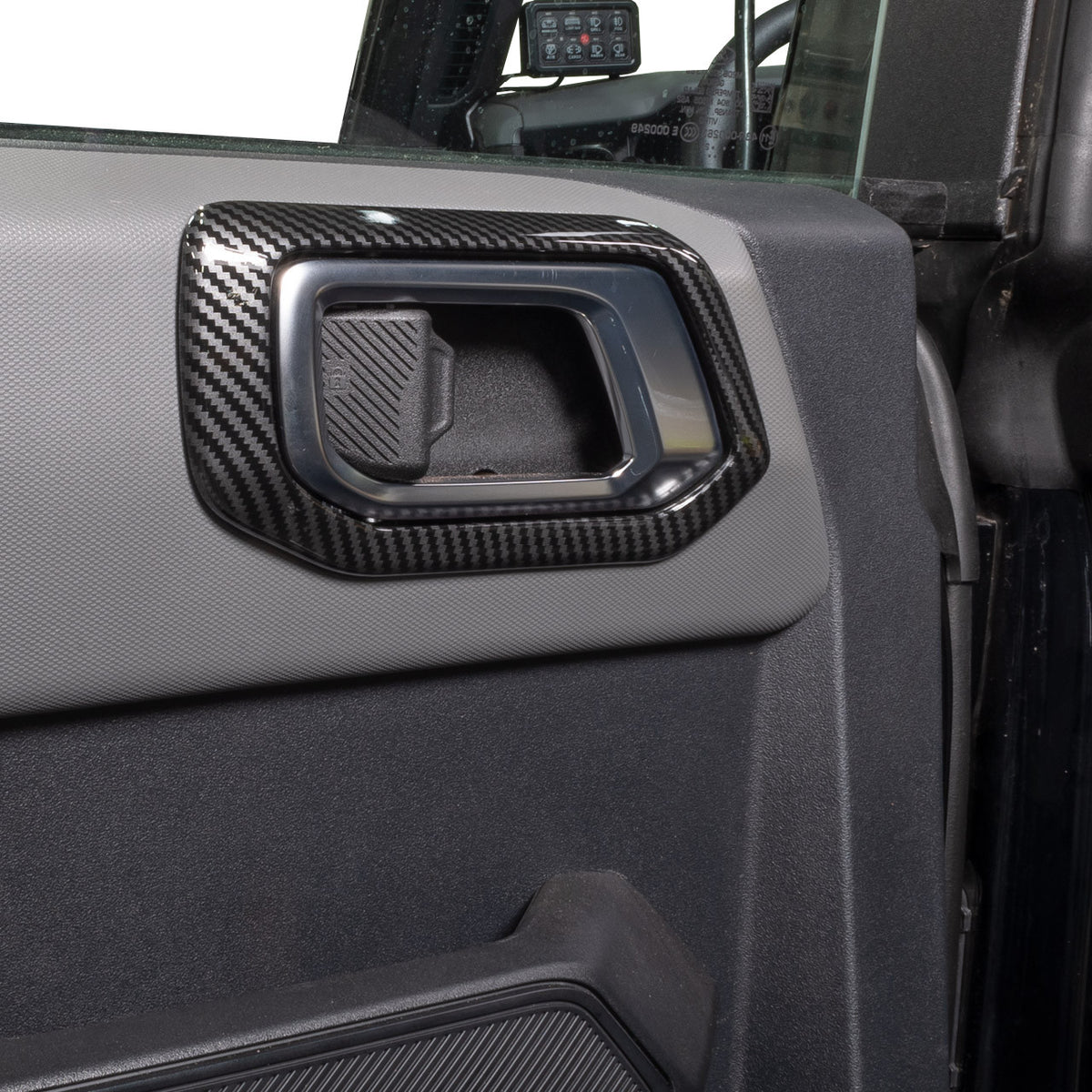 IAG I-Line 4pc Interior Door Handle Cover Gloss Carbon for 2021+ Ford Bronco Four Door