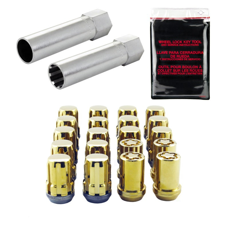 McGard SplineDrive Tuner 5 Lug Install Kit w/Locks &amp; Tool (Cone) M12X1.5 / 13/16 Hex - Gold