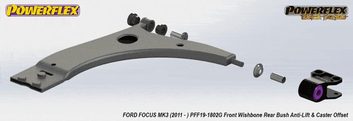 Ford Focus Mk3 Inc ST (2011+) Front Control Arm Anti-Lift &amp; Caster Offset Rear Bushings (Street)