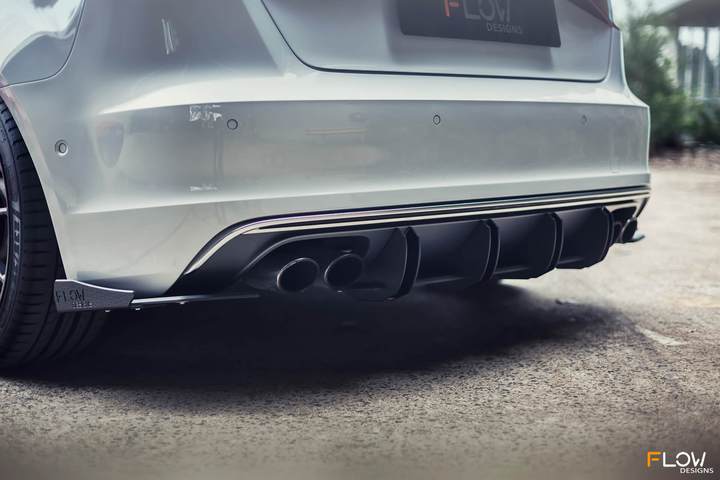 Audi S3 8V SportBack Flow Designs Rear Valance &amp; Flow-Lock Diffuser (Pre-Facelift) (2012-2019 Audi S3 8V SportBack models ONLY)