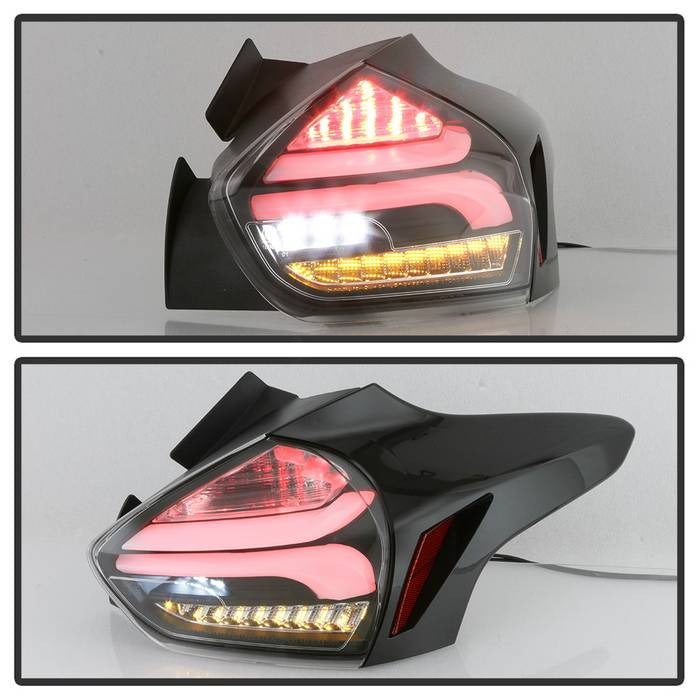 Ford Focus 5Dr Hatchback 15-17 Sequential LED Indicator LED Reverse LED Tail Lights - Black