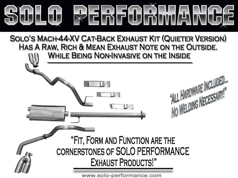 F-150 2015-Present Solo Performance Mach-44-XV Dual CAT Back Exhaust System Ford F150 V8 145&quot; Wheelbase 