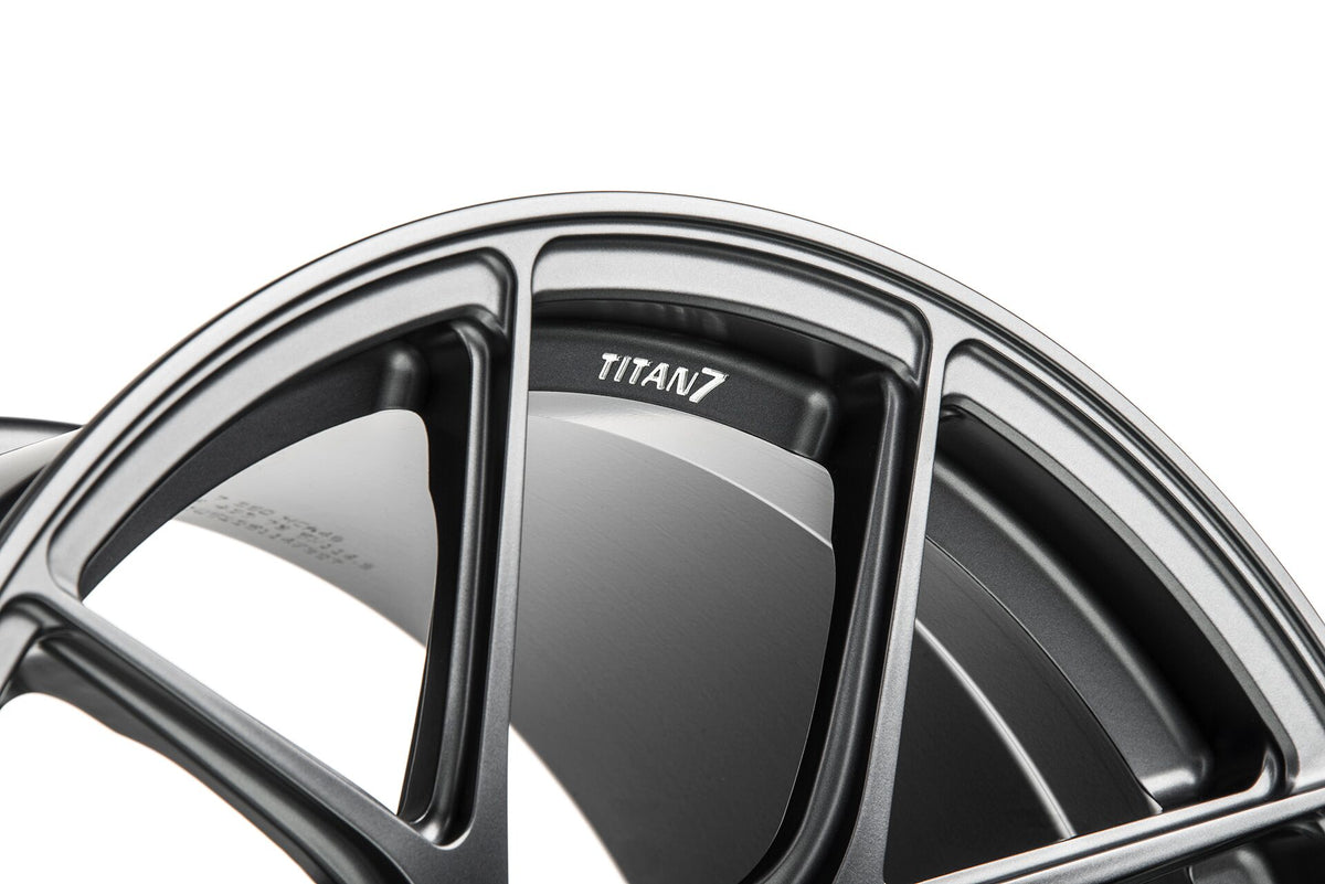 Titan7 T-S5 Forged Split 5 Spoke Wheel Satin Titanium Staggered Set - MKV Supra GR  19&quot;