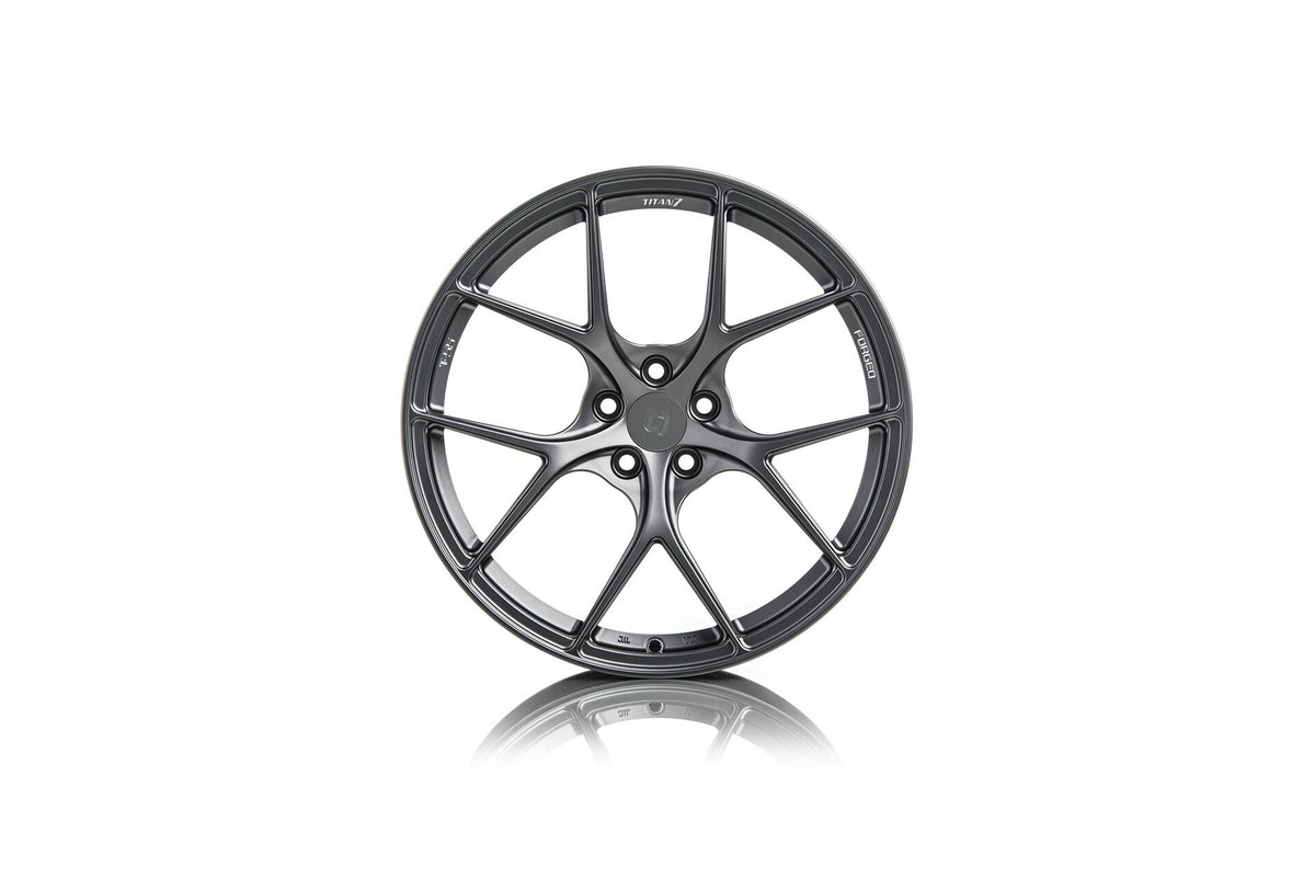 Titan7 T-S5 Forged Split 5 Spoke Wheel Satin Titanium Staggered Set - MKV Supra GR  19&quot;