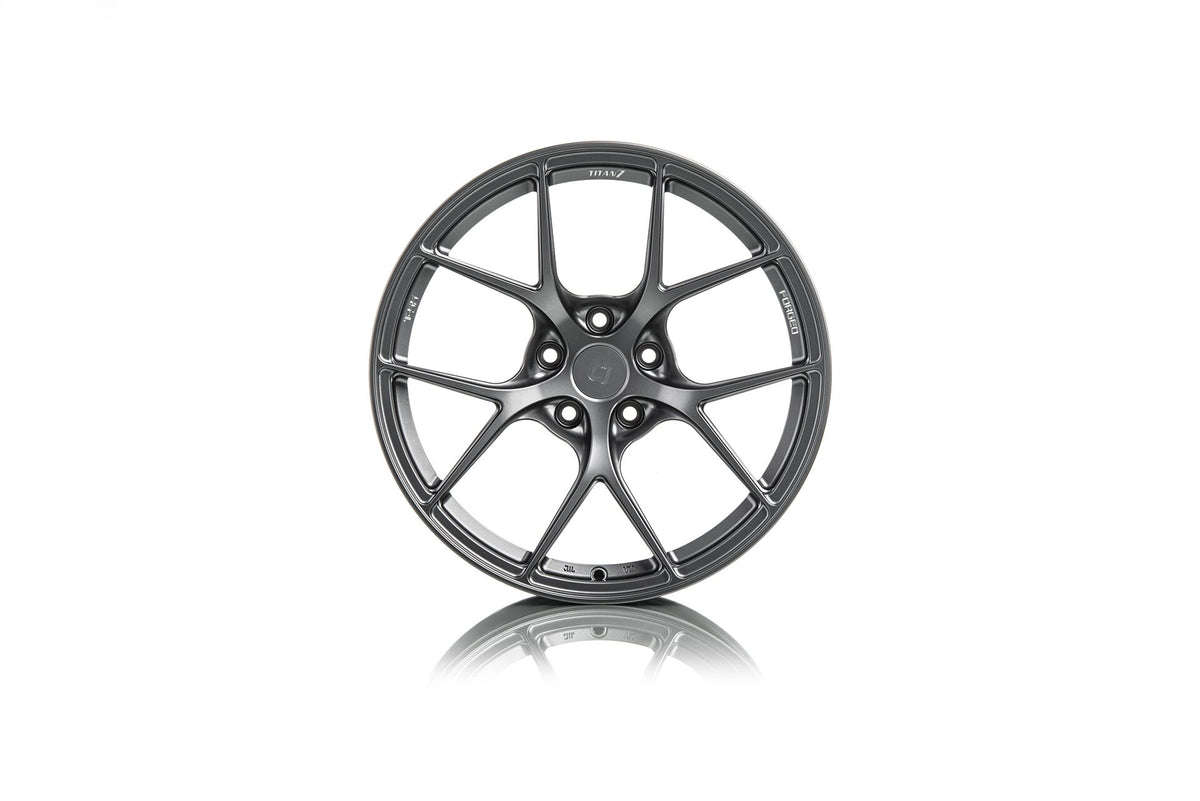 Titan7 T-S5 Forged Split 5 Spoke Wheel Satin Titanium Staggered Set - MKV Supra GR  19&quot;