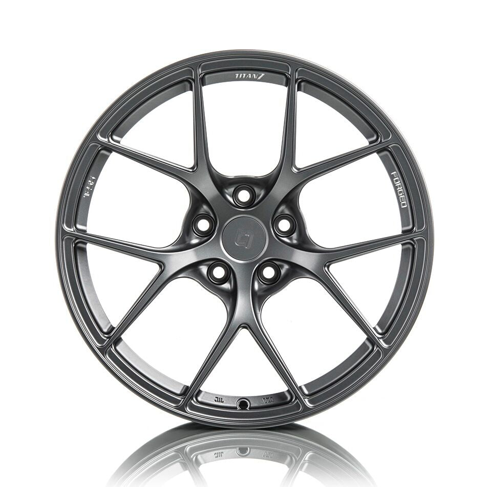 Titan7 T-S5 Forged Split 5 Spoke Wheel Satin Titanium Staggered Set - MKV Supra GR  19&quot;