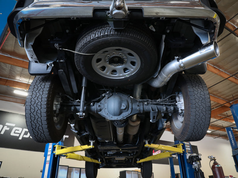 aFe Large Bore-HD 5 IN 409 SS DPF-Back Exhaust System w/Polished Tip 20-21 GM Truck V8-6.6L - 49-44125-P