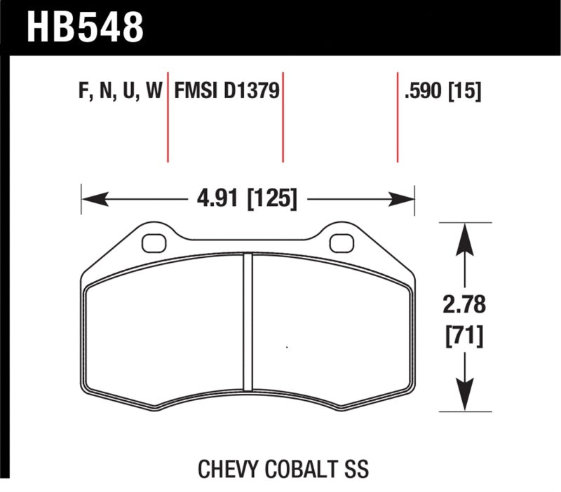 Hawk Mazda Miata MX-5 (ND) HP+ Street Front Brake Pads - HB548N.510 for 2016-2025 Mazda MX 5 Miata - detail view