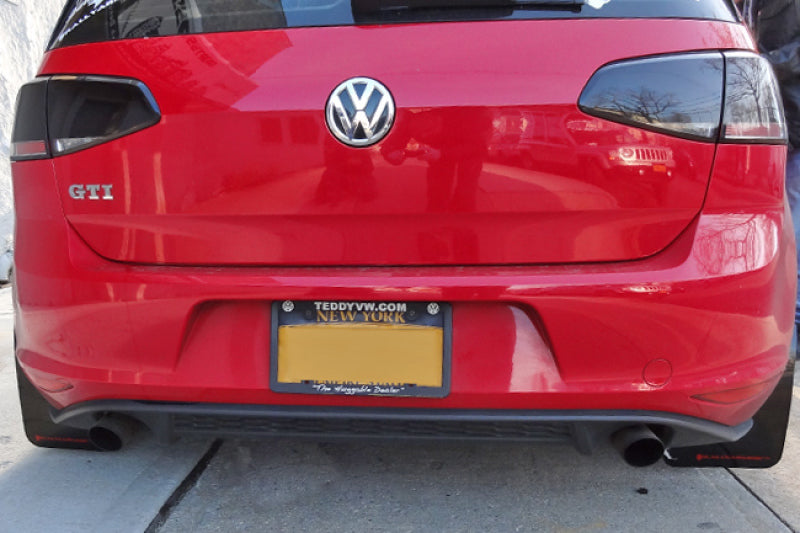 Rally Armor 15-21 VW Golf/GTI/TSI Black UR Mud Flap w/ White Logo - MF37-UR-BLK/WH
