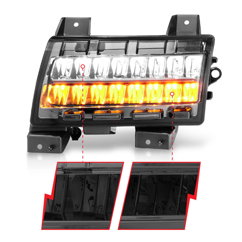 ANZO 2018-2021 Jeep Wrangler LED Side Markers Chrome Housing Smoke Lens w/ Seq. Signal Sport Bulb - 511085