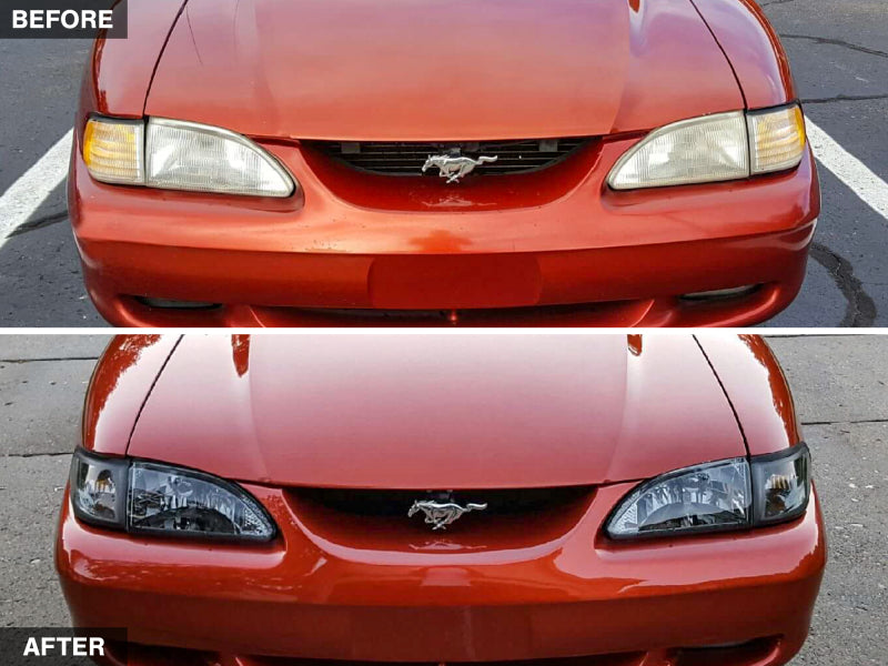 Raxiom 94-98 Mustang Axial Series Cobra Style Headlights- Black Housing (Clear Lens) - 49050